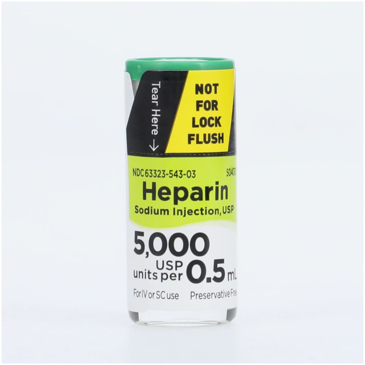Heparin Sodium (Pork) Injection, 5,000 USP Units/0.5 mL, Single-Dose Vial, 0.5 mL, 25/Package - Heparin Sodium (Pork) Inj SDV - Image 1