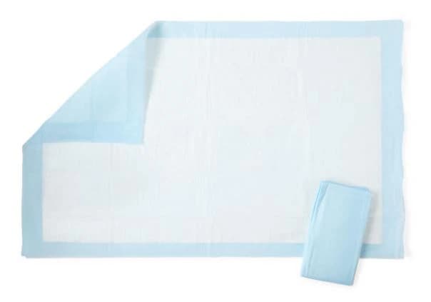 Medline Protection Plus Incontinence Underpad, Standard Fluff, Moderate Absorbency, Blue, 23" x 36", 150/Case - Underpad Fluff Std Pro Plus - Image 1