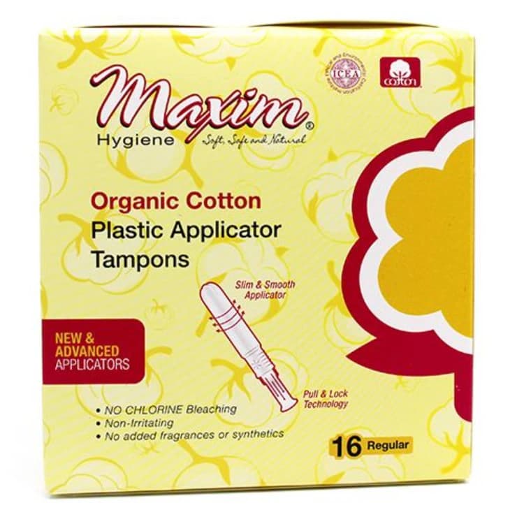 Maxim Hygiene Products Organic Cotton Tampons, Regular Absorbency, Plastic Applicator, Unscented, 16 Count - Org Cttn Plstc App Tampon 16ct - Image 1