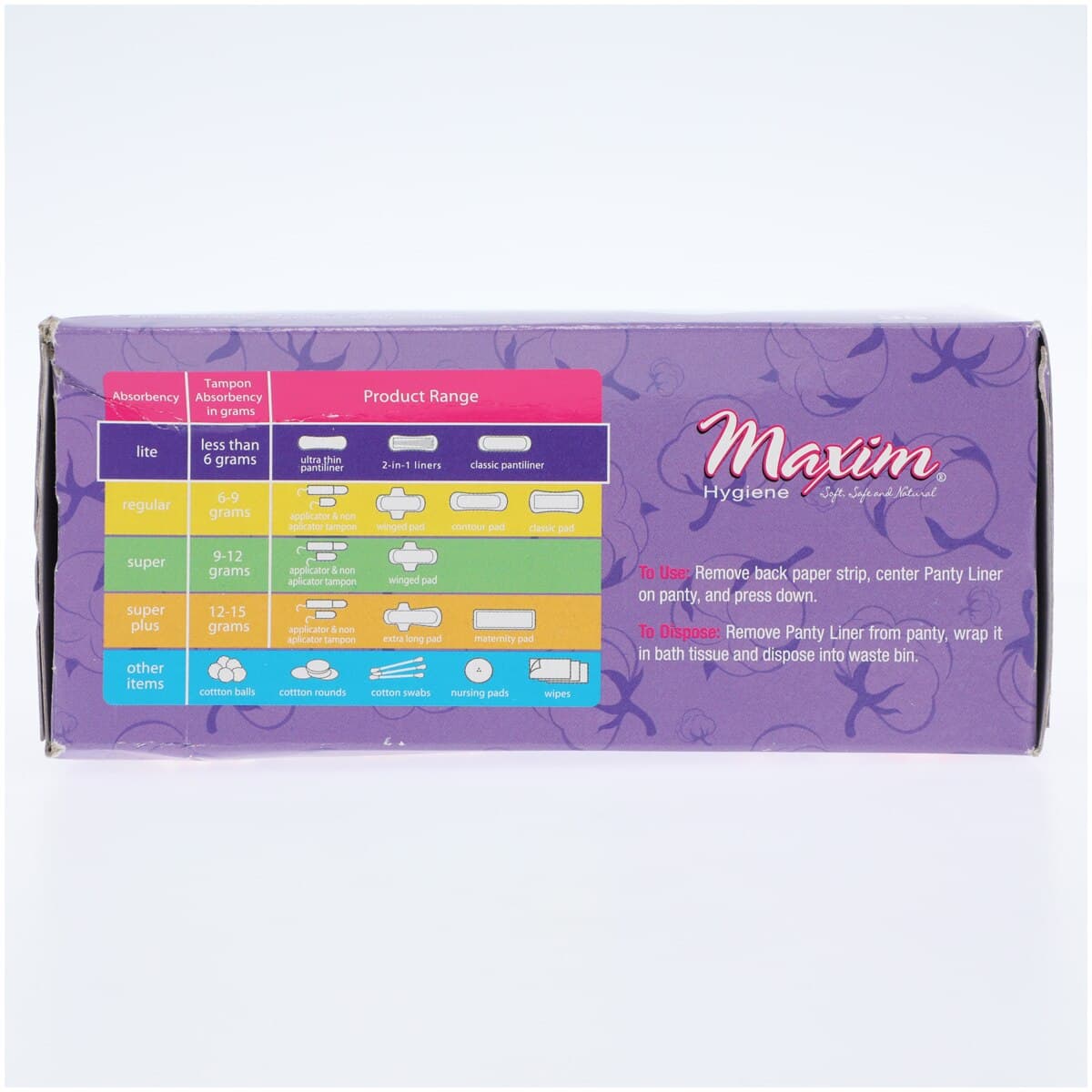 Maxim Hygiene Organic Cotton Classic Panty Liners, Ultra Thin, Light, White, Disposable, Fragrance Free, Hypoallergenic, 35/Carton thumbnail 3