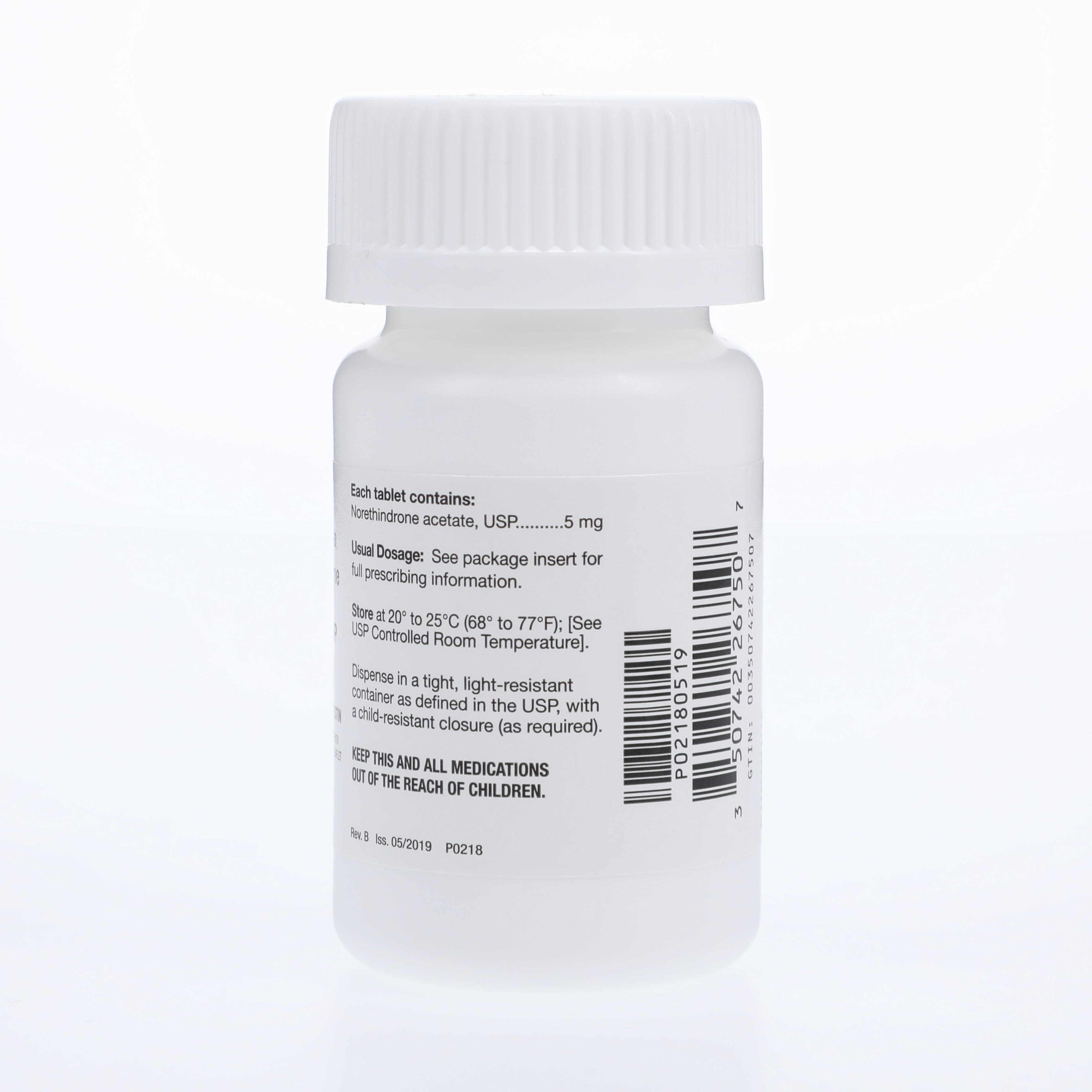 Norethindrone Acetate Tablets, 5 mg, 50 Tablets per Bottle thumbnail 2