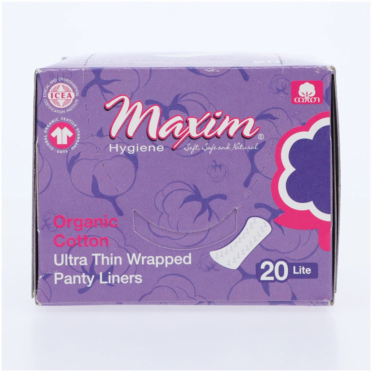 Maxim Hygiene Products Organic Cotton Panty Liners, Ultra Thin, Light Absorbency, Wrapped, White, Fragrance Free, 20/Box thumbnail 5