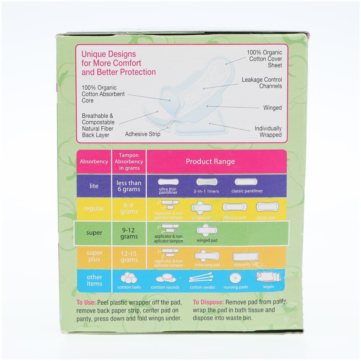 Maxim Hygiene Products Organic Cotton Ultra Thin Super Winged Sanitary Pads, Fragrance Free, White, 10/Box thumbnail 3