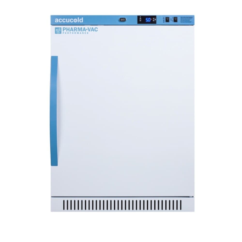 Accucold Performance Series Pharmacy/Vaccine Refrigerator, 6 Cu Ft, Solid Door, 2 to 8°C, Auto Defrost, FFU-6 - Fridge Pharm-Vac 6cf - Image 1