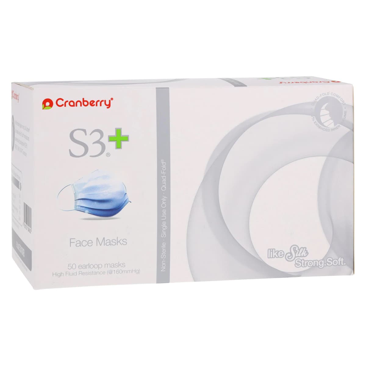 Cranberry S3+ ASTM Level 3 Earloop Procedure Face Mask, Blue, 50/Box, S3160B thumbnail 4