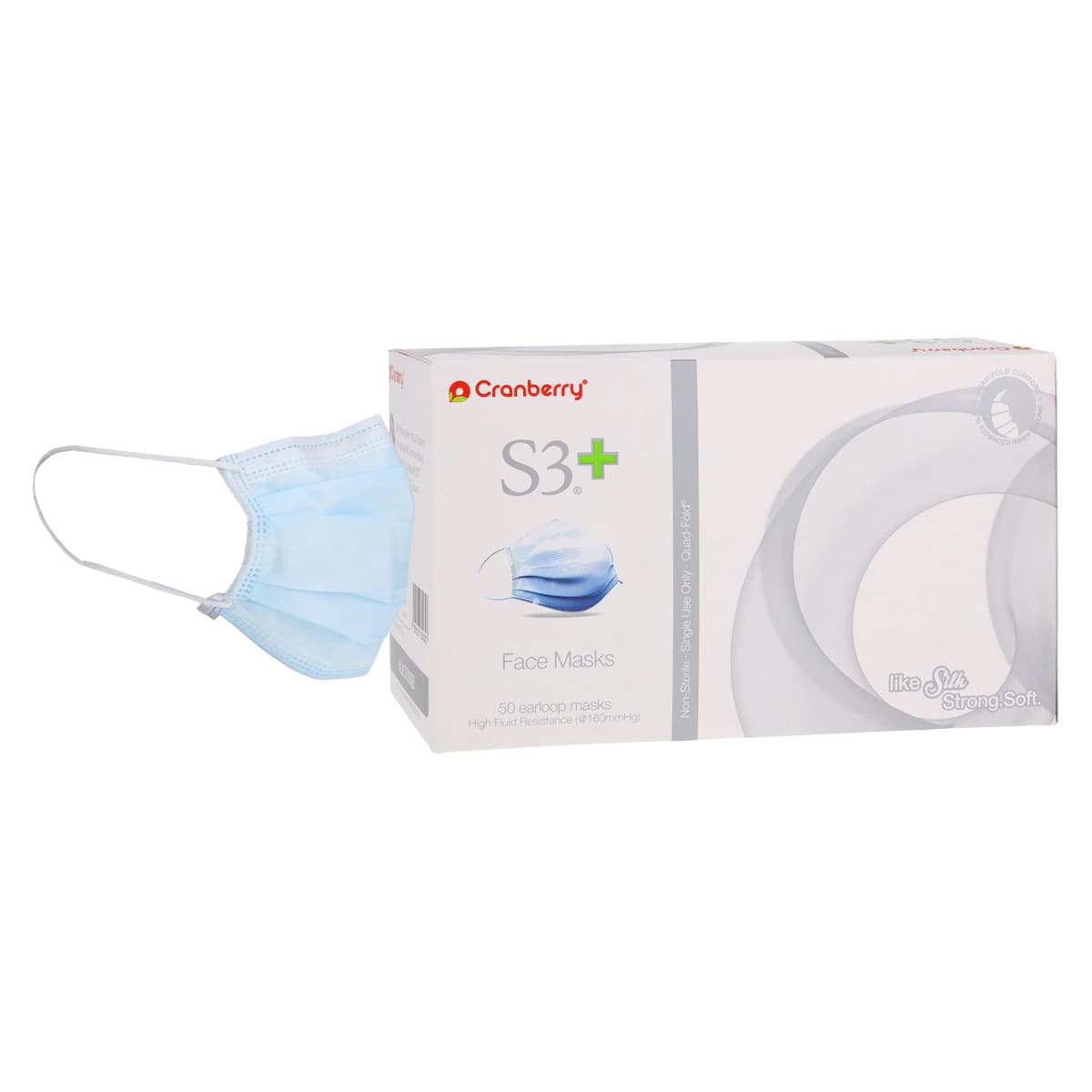 Cranberry S3+ ASTM Level 3 Earloop Procedure Face Mask, Blue, 50/Box, S3160B thumbnail 2