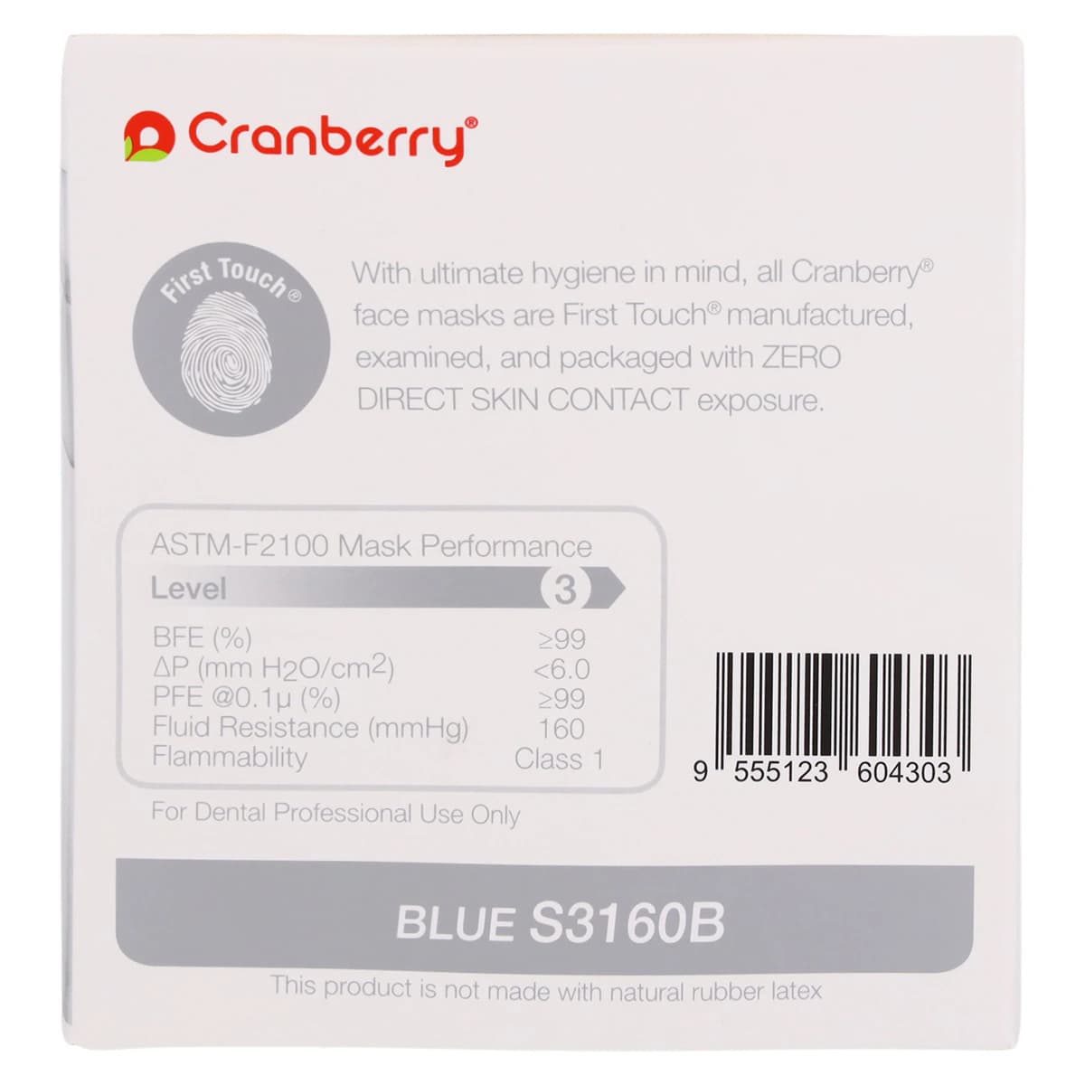 Cranberry S3+ ASTM Level 3 Earloop Procedure Face Mask, Blue, 50/Box, S3160B thumbnail 8