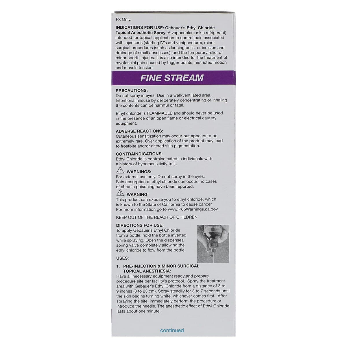 Gebauer Ethyl Chloride Topical Spray, Fine Stream, 3.9 oz Bottle, 12/Package thumbnail 6