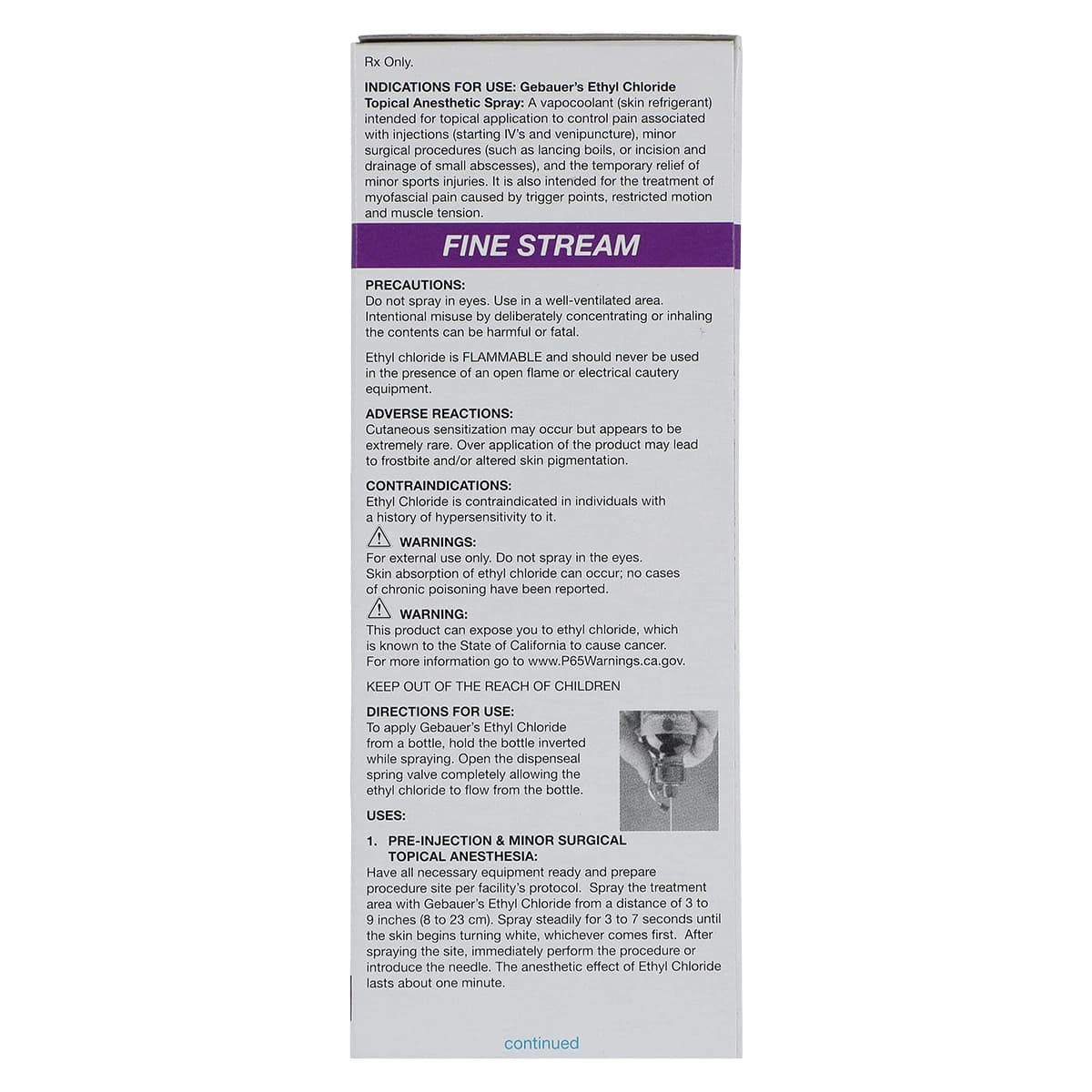Gebauer Ethyl Chloride Topical Spray, Fine Stream, 3.9 oz Bottle thumbnail 6