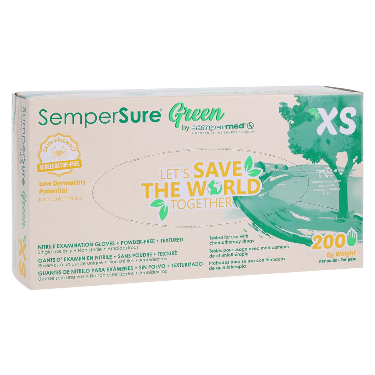 SemperSure Green Powder Free Nitrile Exam Gloves, X-Small, Green, 200/Box thumbnail 4