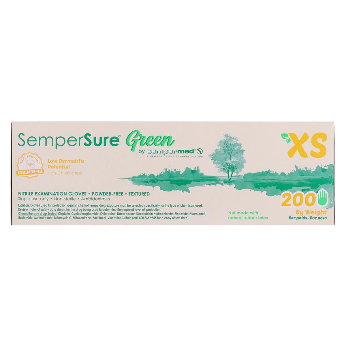 SemperSure Green Powder Free Nitrile Exam Gloves, X-Small, Green, 200/Box thumbnail 5