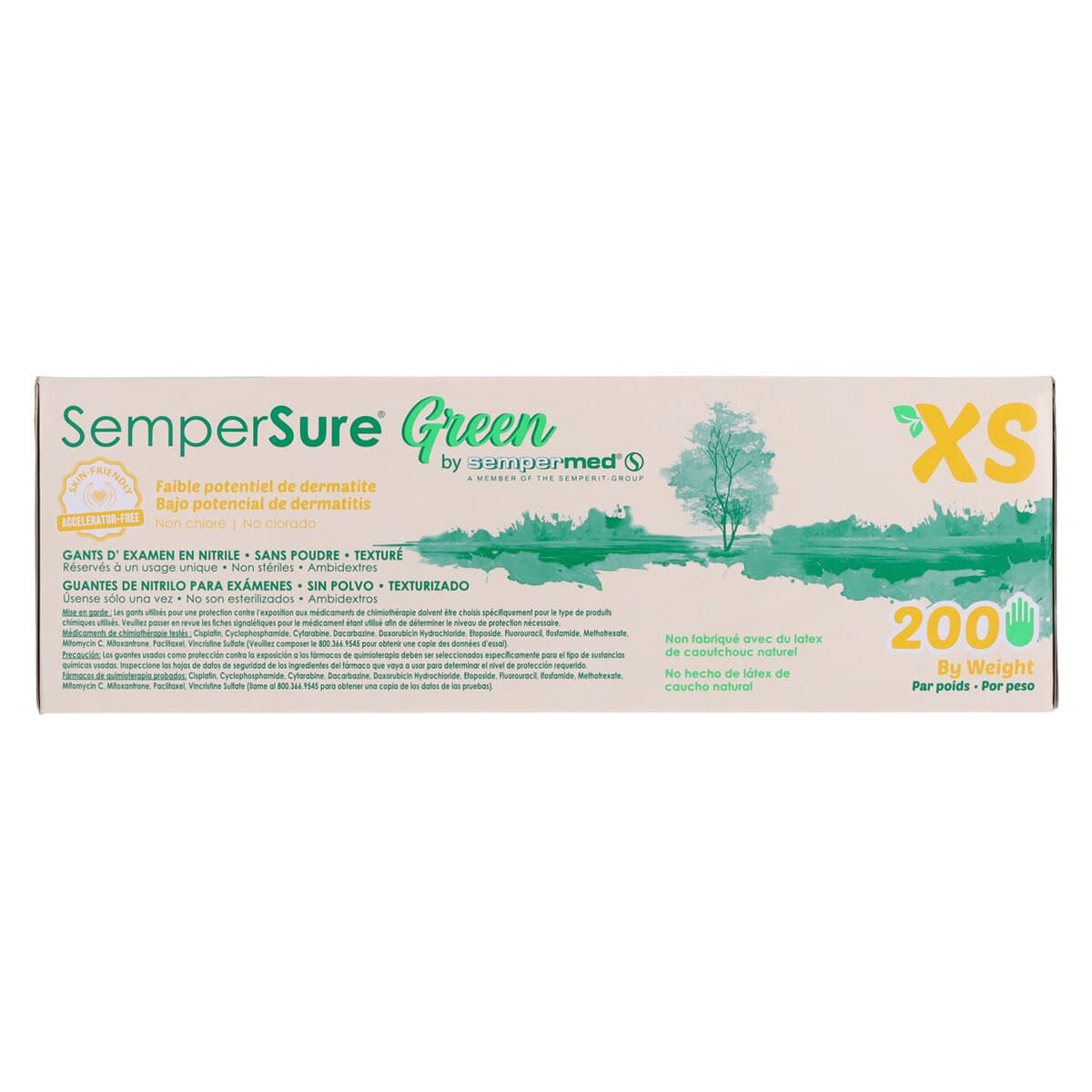 SemperSure Green Powder Free Nitrile Exam Gloves, X-Small, Green, 200/Box thumbnail 6
