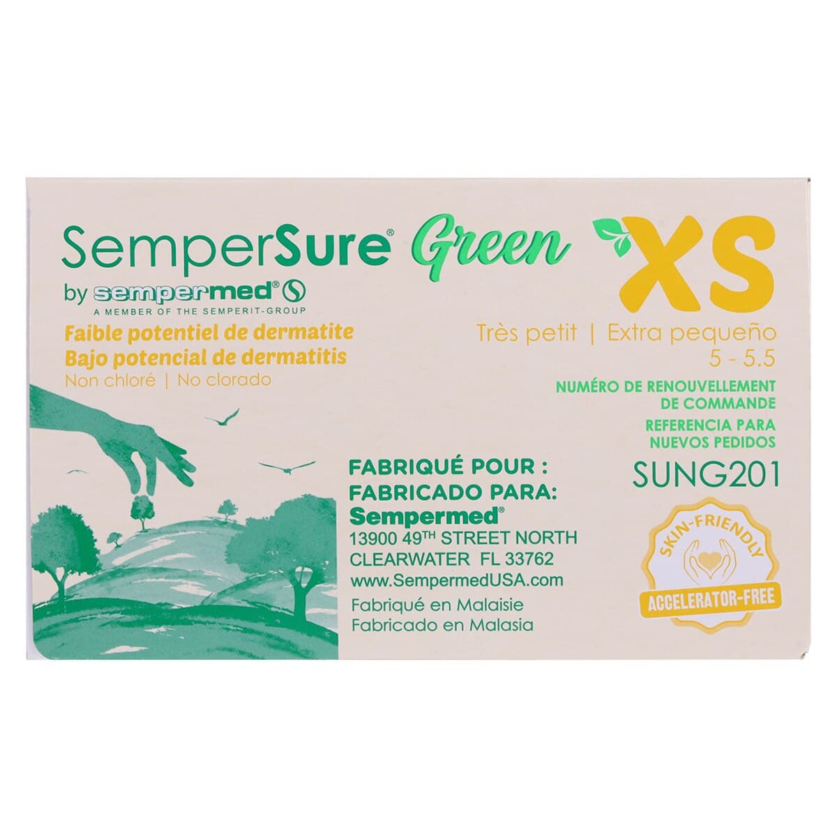 SemperSure Green Powder Free Nitrile Exam Gloves, X-Small, Green, 200/Box thumbnail 8