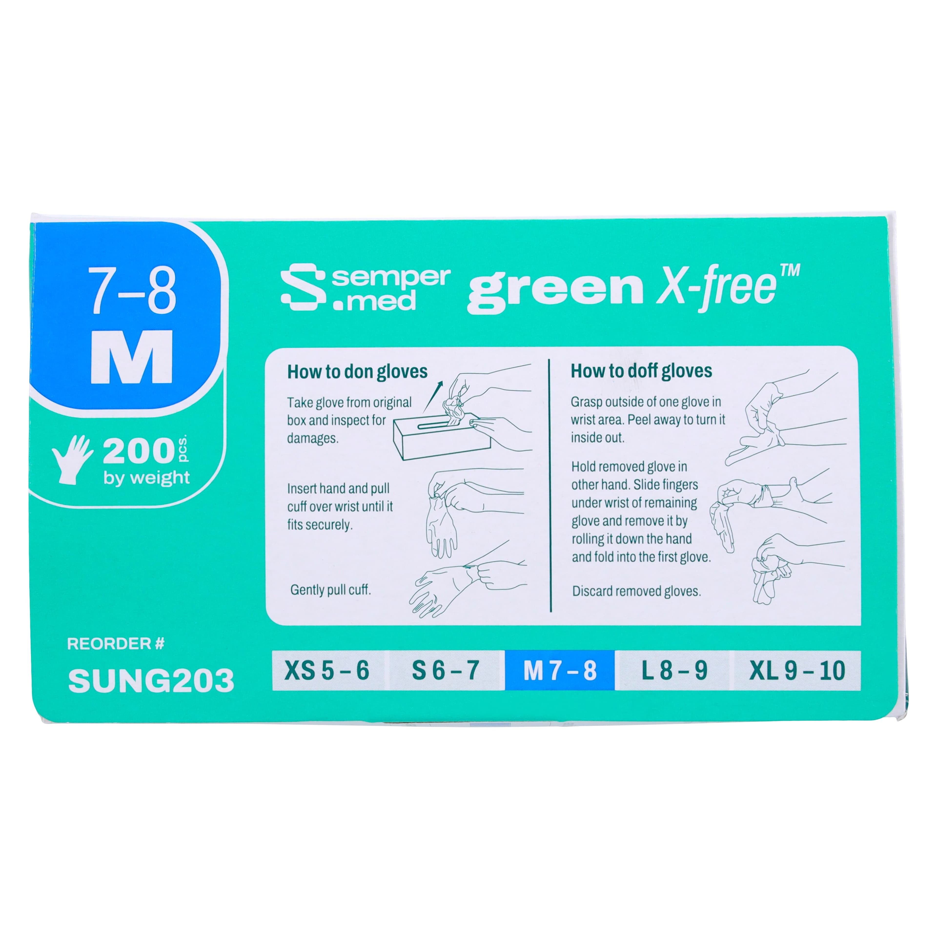 Sempermed Sempersure Green Powder Free Nitrile Exam Gloves, Medium, Textured, 200/Box, SUNG203 thumbnail 6