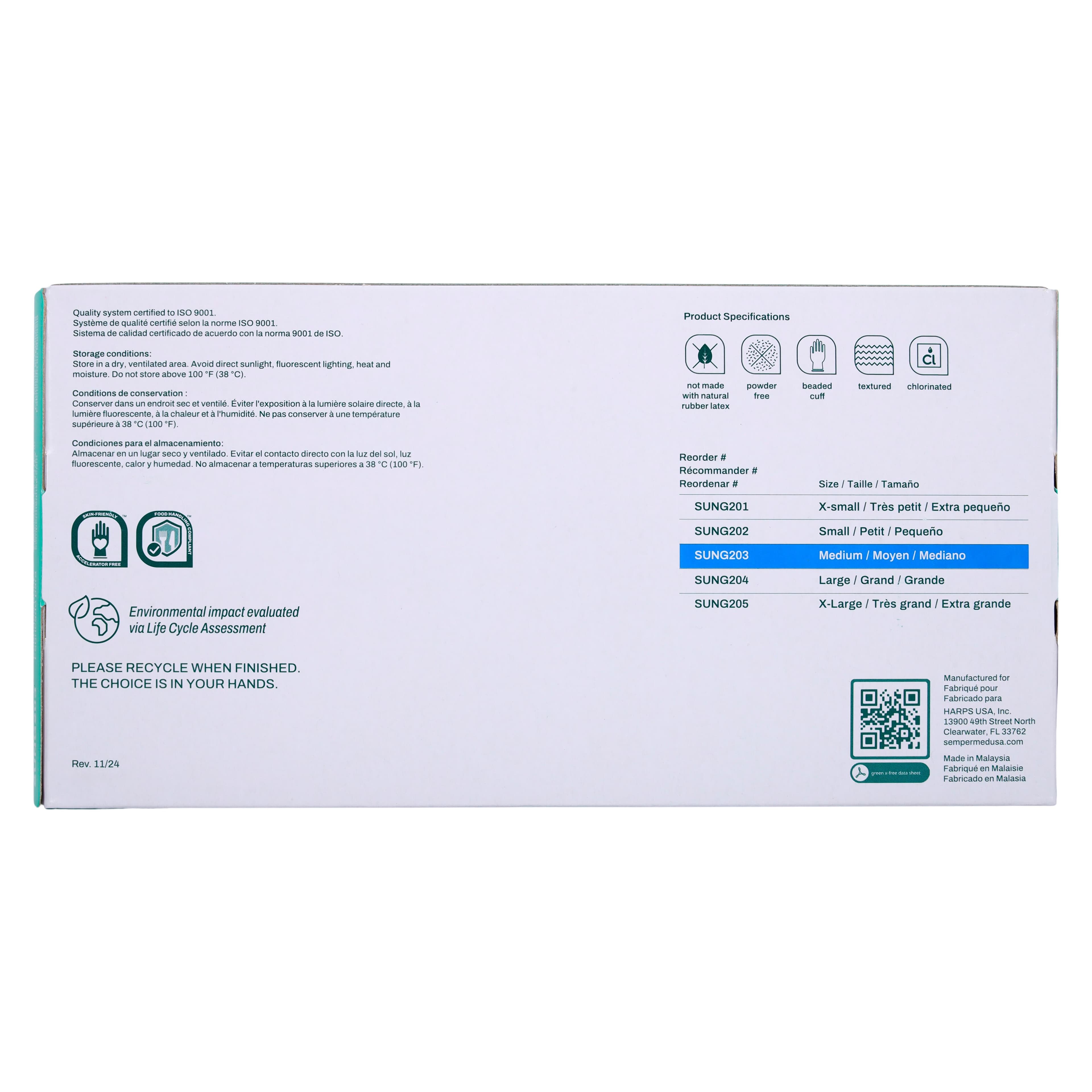 Sempermed Sempersure Green Powder Free Nitrile Exam Gloves, Medium, Textured, 200/Box, SUNG203 thumbnail 8