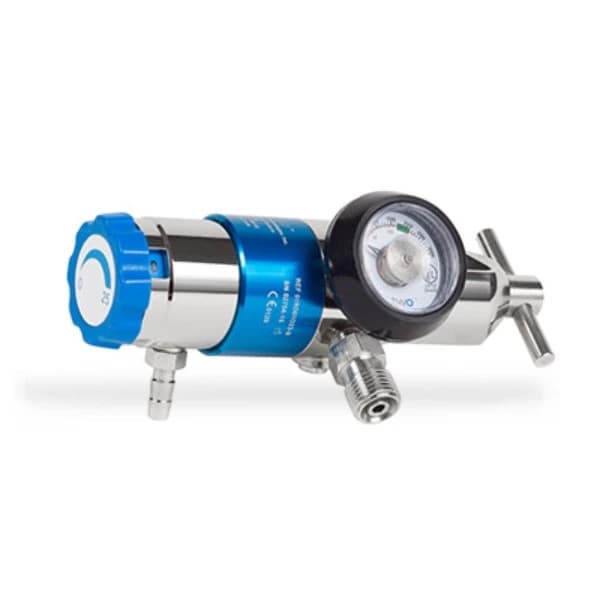 O-Two Medical Technologies Pressure Regulator with Brass Pin-Indexed Yoke and Self-Sealing DISS Outlet - Regulator Press Reducer DISS - Image 1