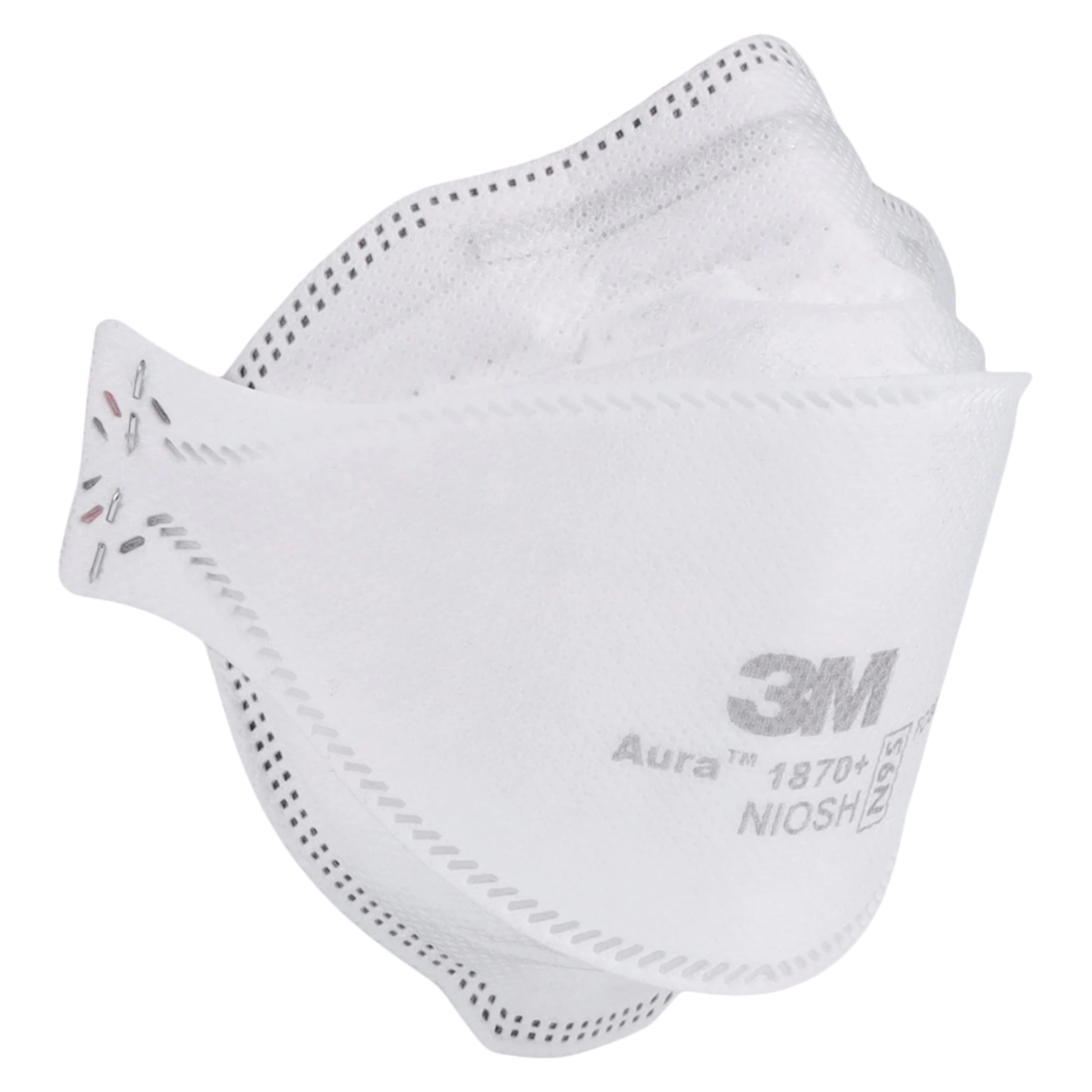 3M™ Aura™ 1870+ N95 Health Care Particulate Respirator and Surgical Mask, White, Flat-Fold, Latex-Free, 440/Case - 3M™ Aura™ 1870+ N95 Health Care Particulate Respirator and Surgical Mask – White, 440/Pkg - 3M™ Aura™ 1870+ N95 Health Care Particulate Respirator and Surgical Mask – White, 440/Pkg - Image 1