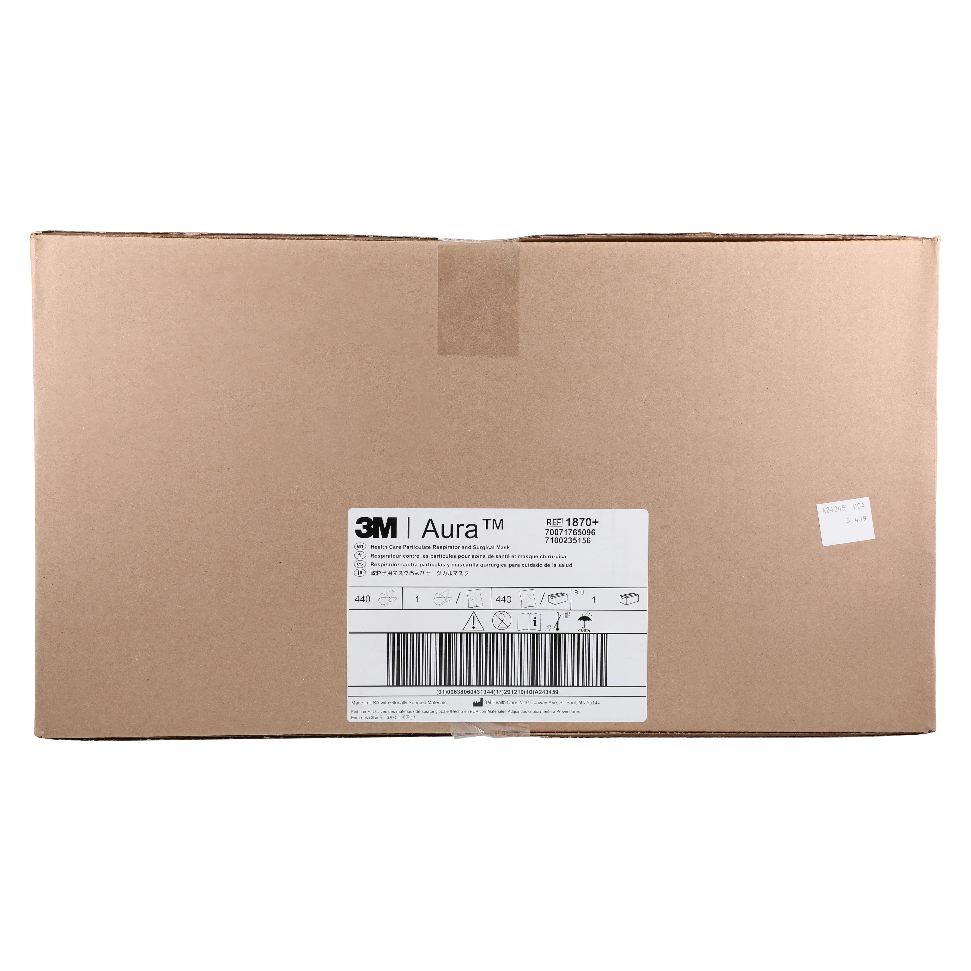 3M™ Aura™ 1870+ N95 Health Care Particulate Respirator and Surgical Mask, White, Flat-Fold, Latex-Free, 440/Case thumbnail 6
