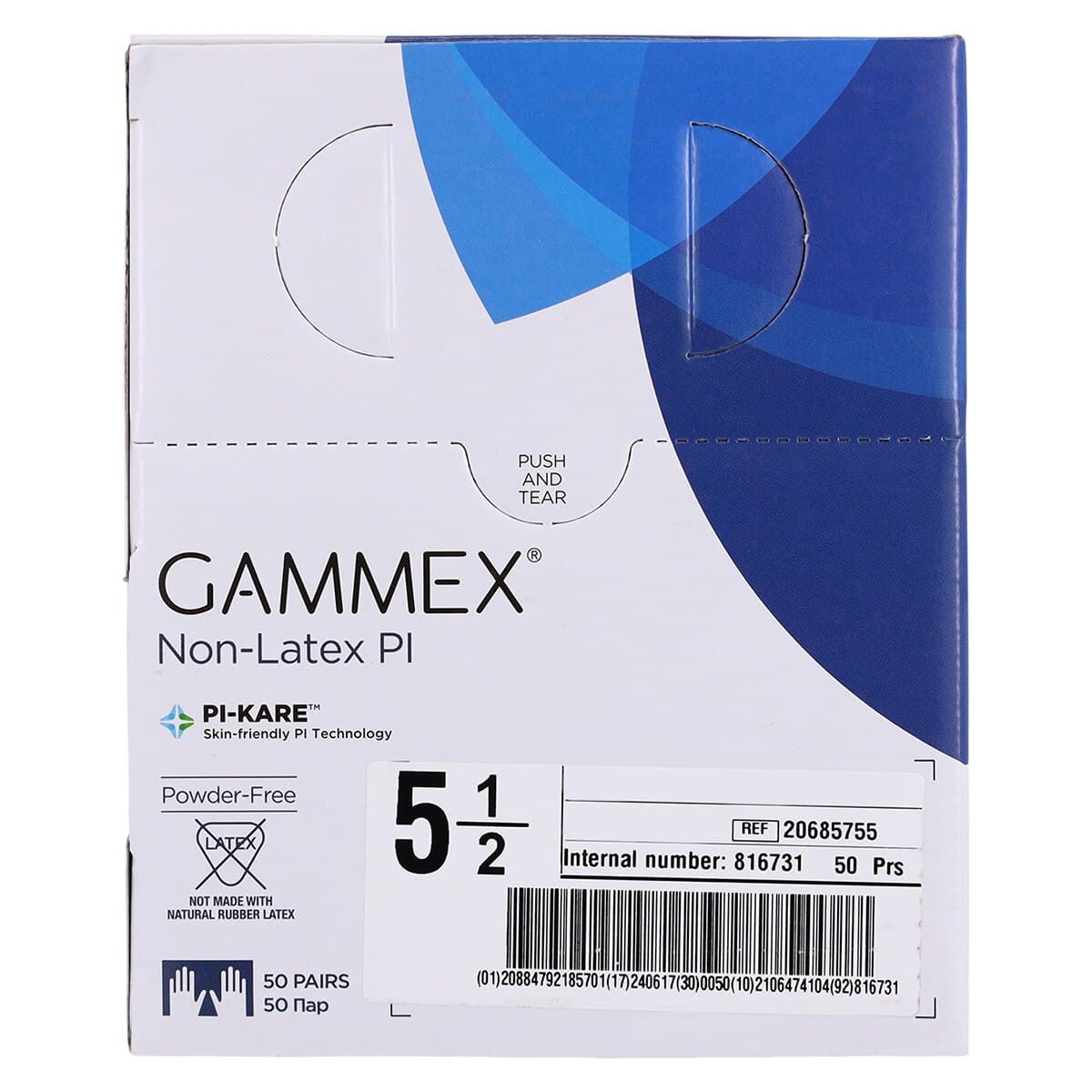 GAMMEX Non-Latex PI White Polyisoprene Surgical Gloves, Size 5.5, Sterile, Powder Free, 50 Pairs/Box thumbnail 8
