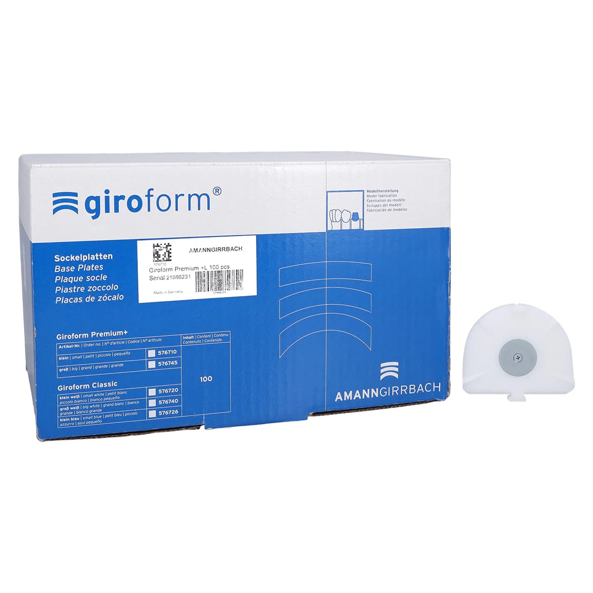 Giroform Base Plate Premium+L, Large, 100/Box - Giroform base plate Premium+L, Pkg/100. - Image 1