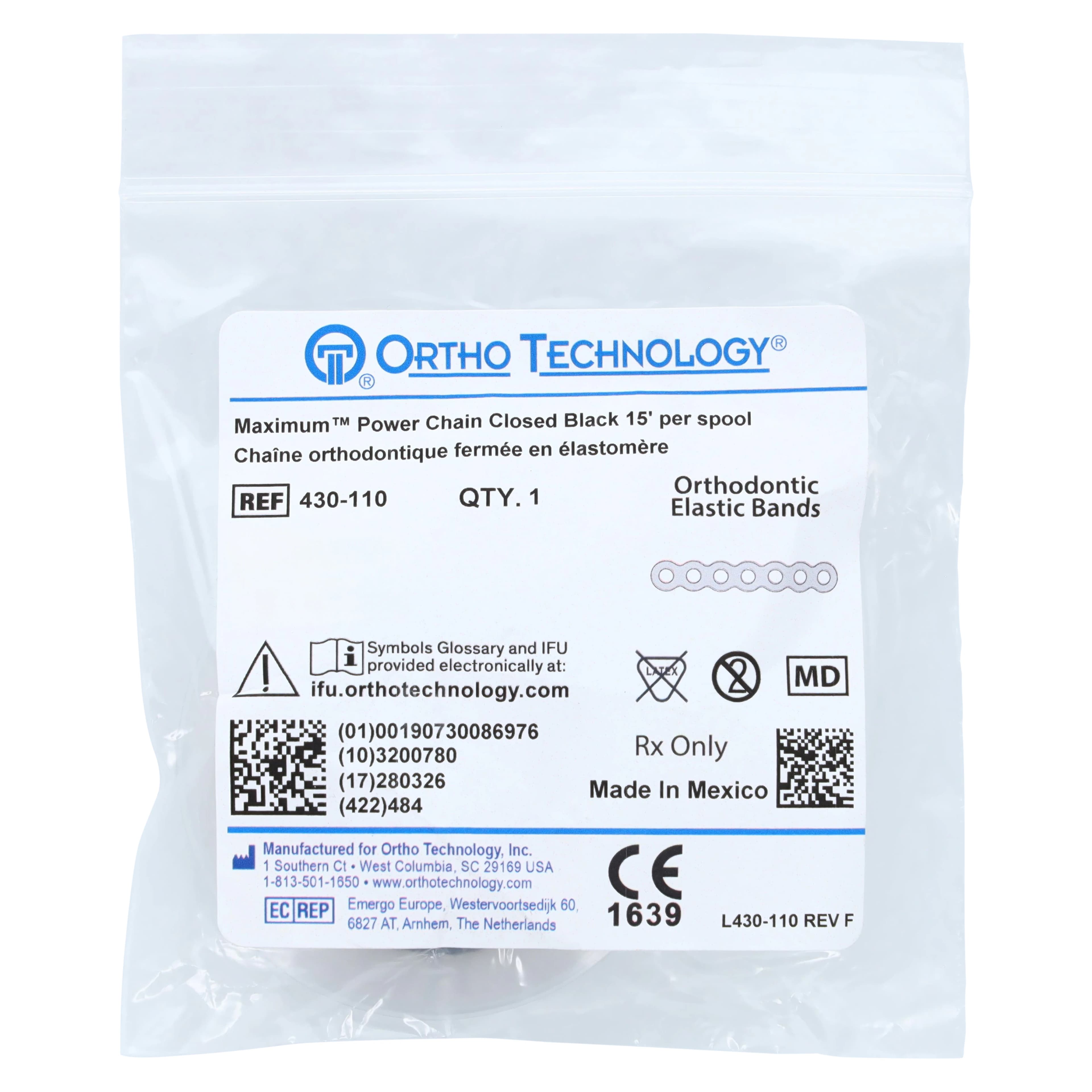 Ortho Technology Maximum Closed Power Chain on Spools, 15 Feet, Latex-Free, Black, 430-110 thumbnail 3