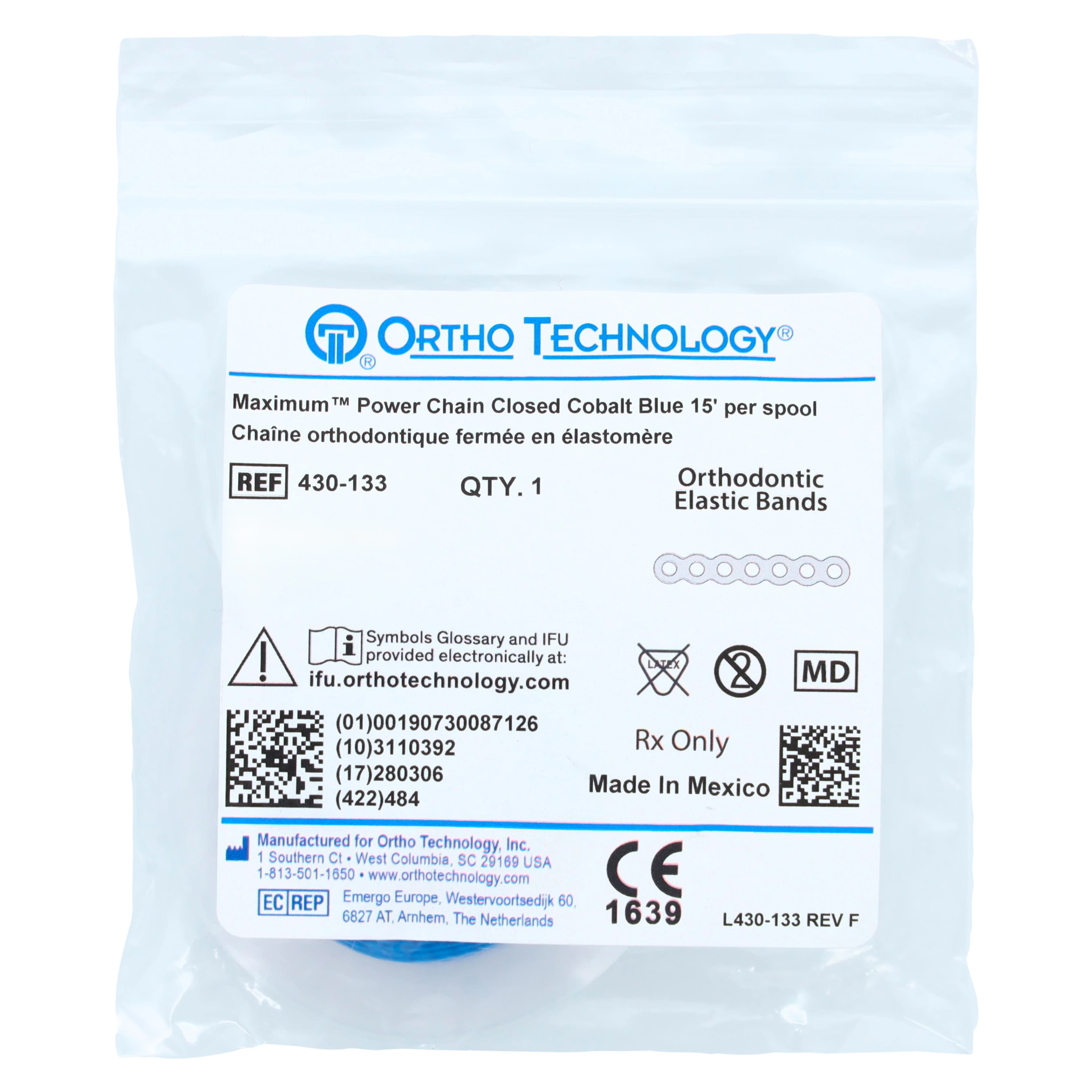 Ortho Technology Maximum Closed Power Chain on Spools, 15 Feet, Cobalt Blue, 430-133 thumbnail 3