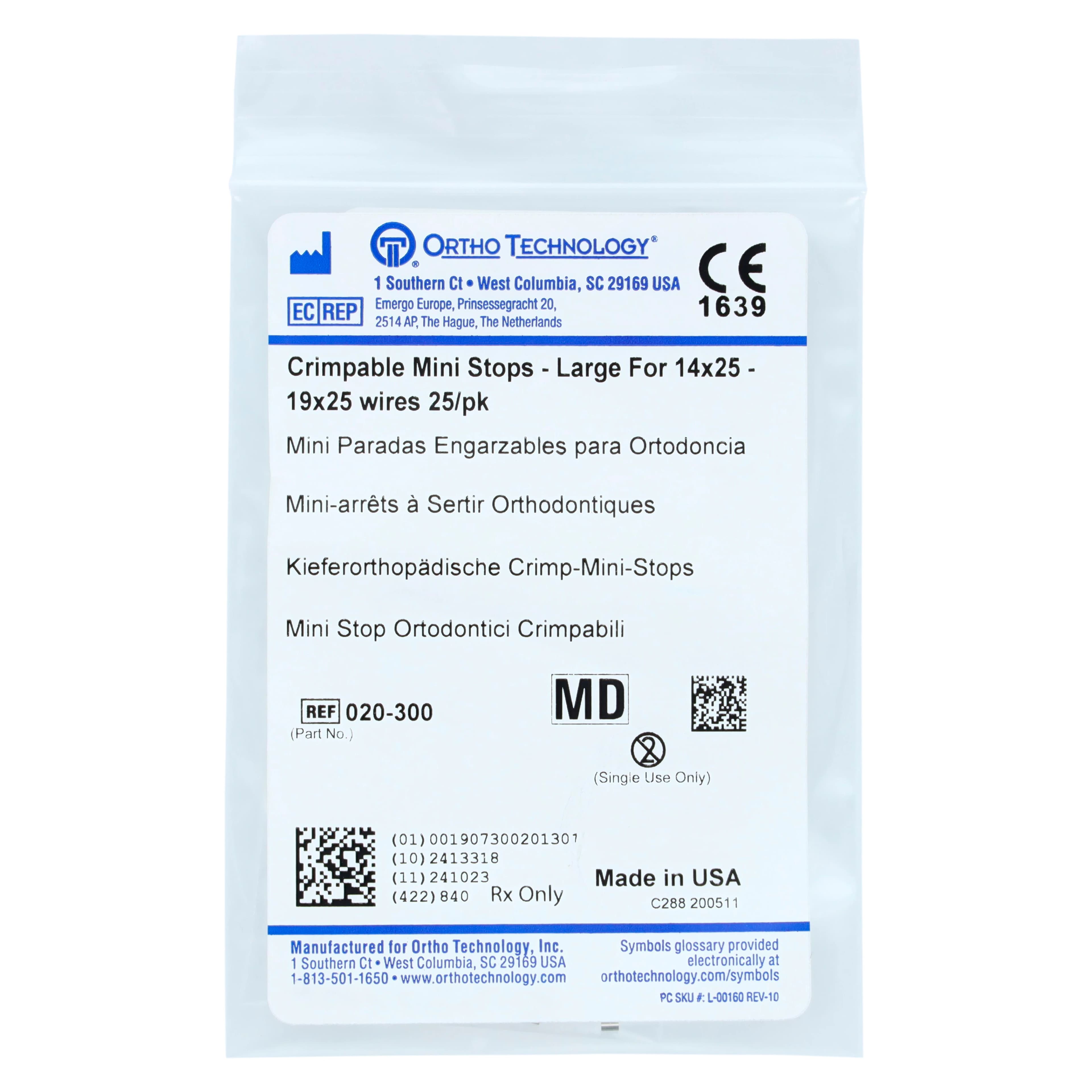 Ortho Technology Crimpable Mini Stops, Large, Stainless Steel, 25/Pkg, 020-300 thumbnail 2