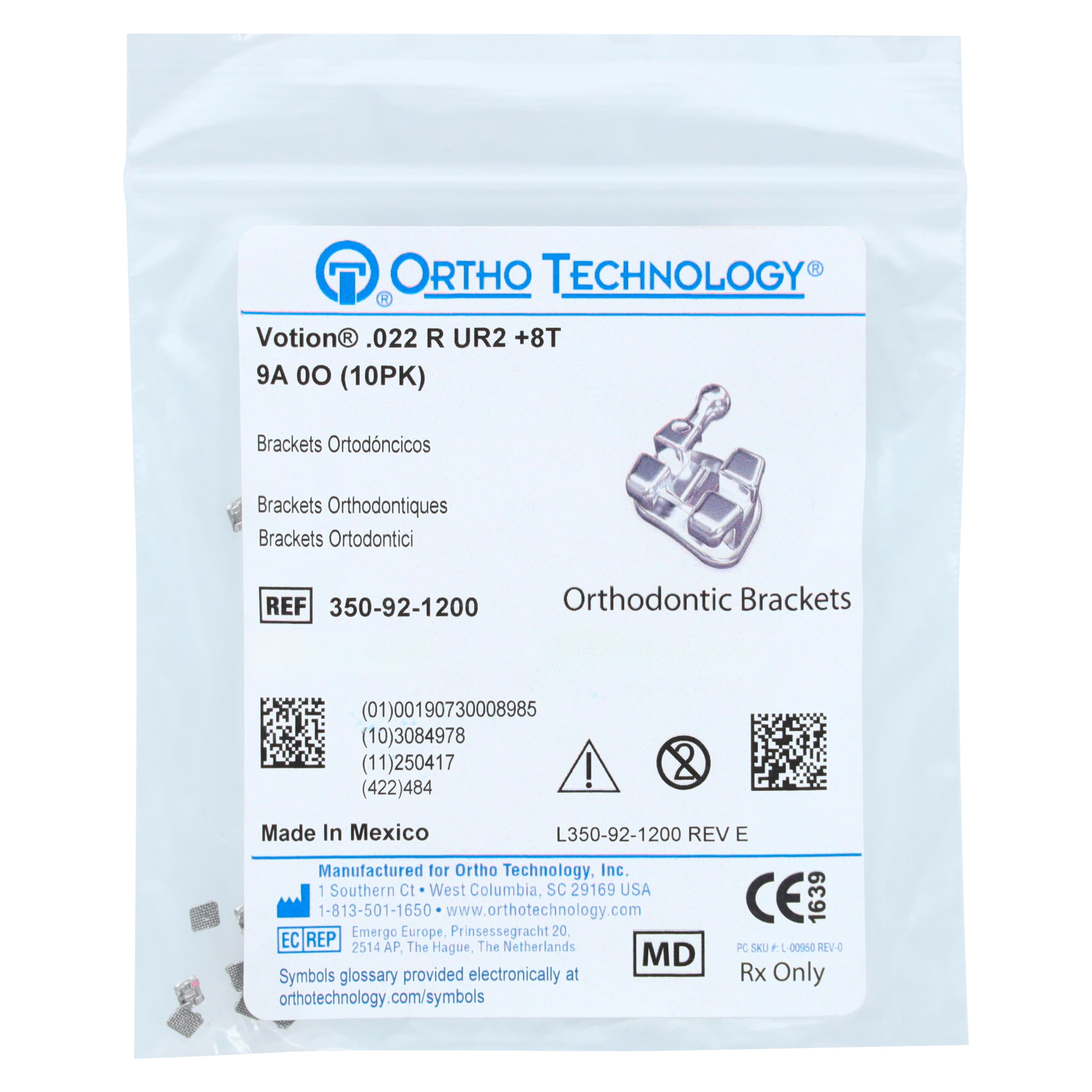 Votion Roth Individual Brackets, .022" Slot, Upper Right Lateral (UR2), 10/Pkg, 350-92-1200 thumbnail 2