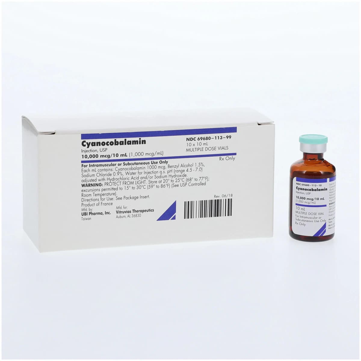 Cyanocobalamin Injection 10mL MDV, 10/Package - Cyanocobalamin Inj 10mL MDV - Image 1