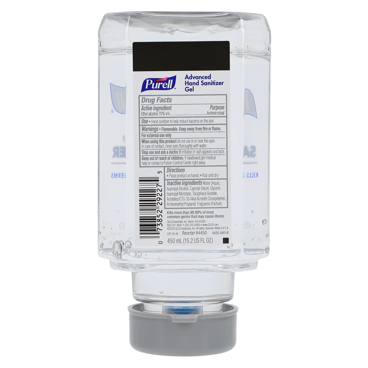 PURELL Advanced Hand Sanitizer Gel, 450mL Refill, 6/Case, 4450-06 thumbnail 2