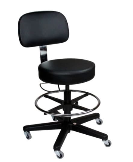 Blickman Industries Deluxe Exam Stool with Backrest, Black - Stool Exam w/Backrest Black - Image 1