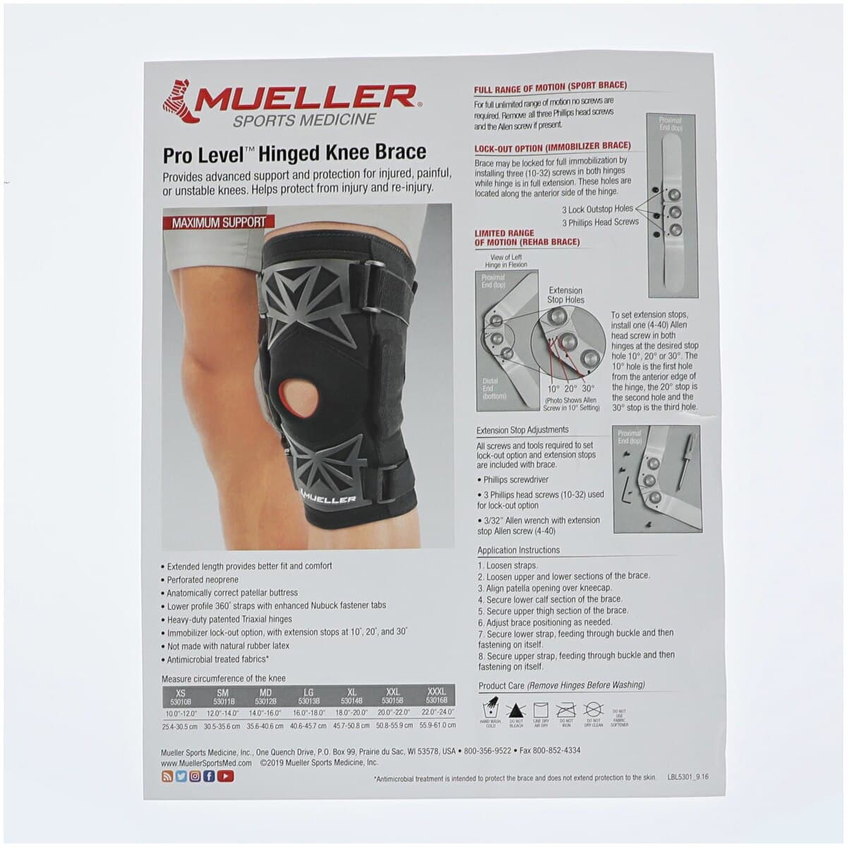 Mueller Sports Medicine Pro-Level Hinged Knee Brace, Adult Medium, Neoprene, Fits 13.25-14" thumbnail 3