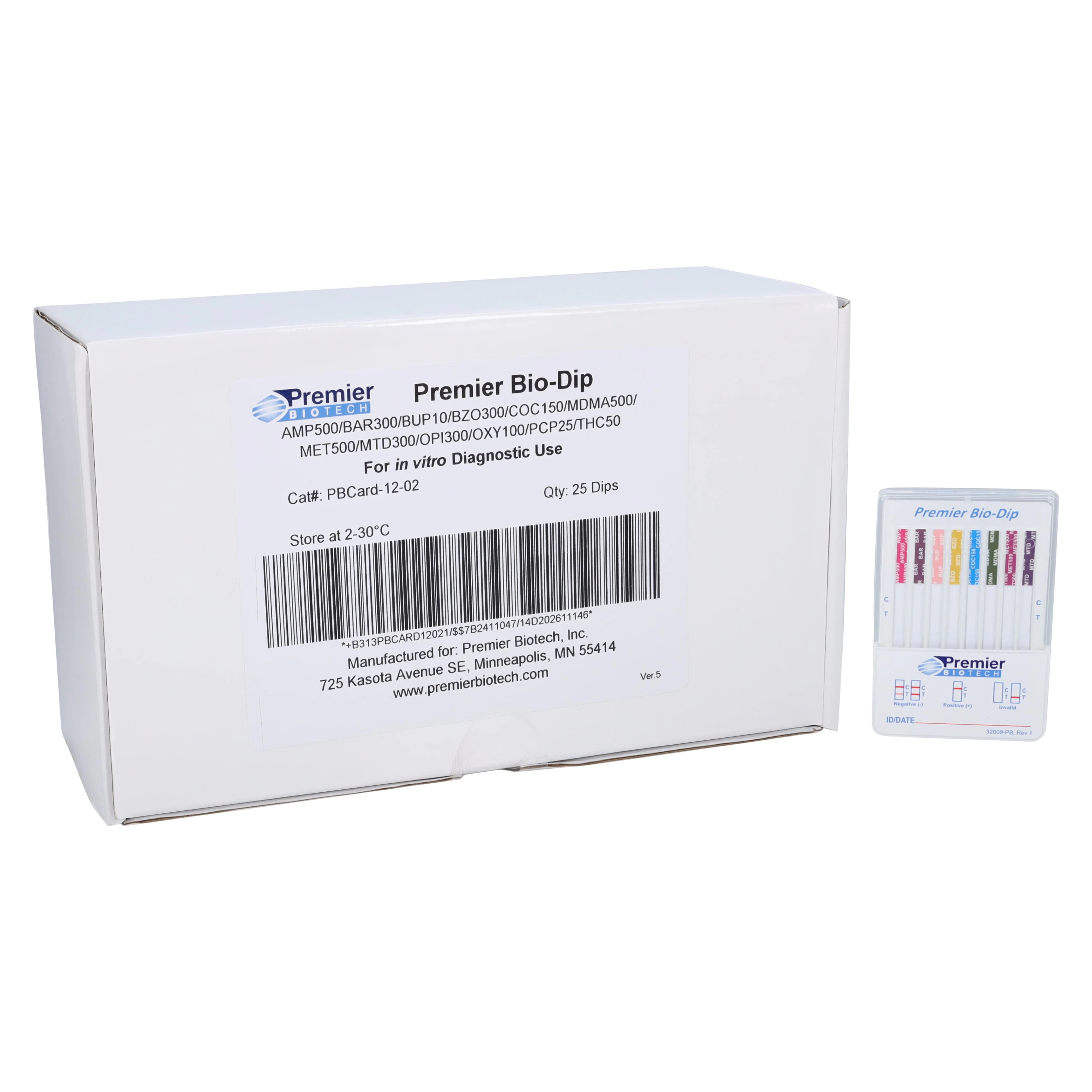 Bio-Dip DOA Dip Test Strip, CLIA Waived, Drugs of Abuse 12 Panel, 25/Box - Bio-Dip DOA Dip Waived - Image 1