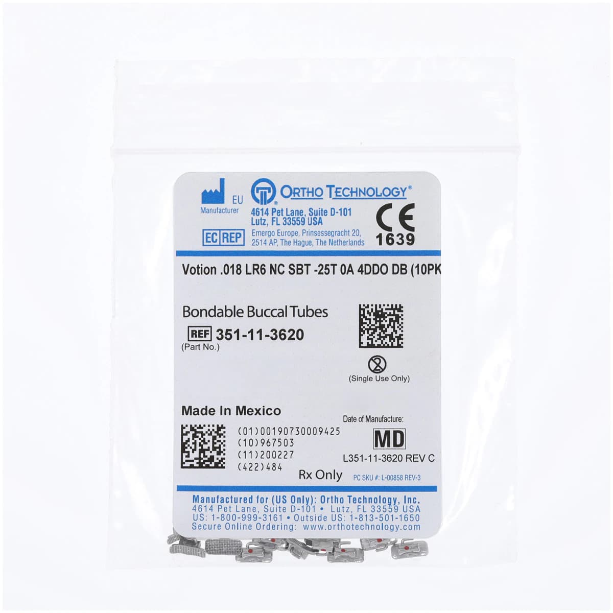 Votion Buccal Tube LR, Non-Convertible, Roth, 0.018in, 10/Pk thumbnail 2
