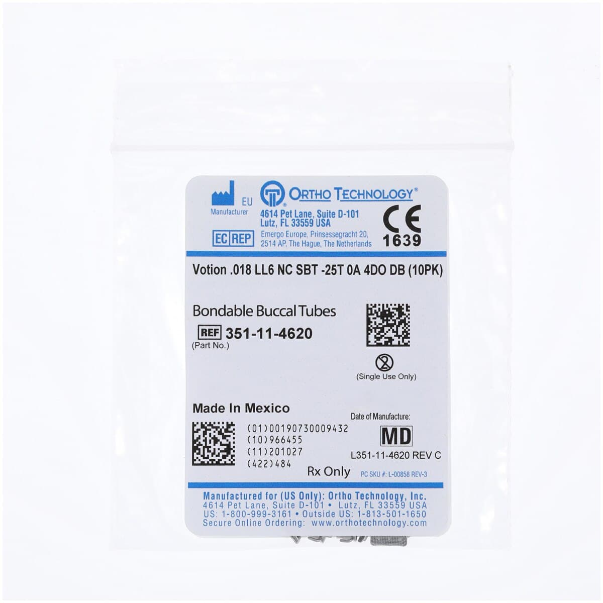 Votion Buccal Tube LL, Non-Convertible, Roth, 0.018in, 10/Pk thumbnail 2