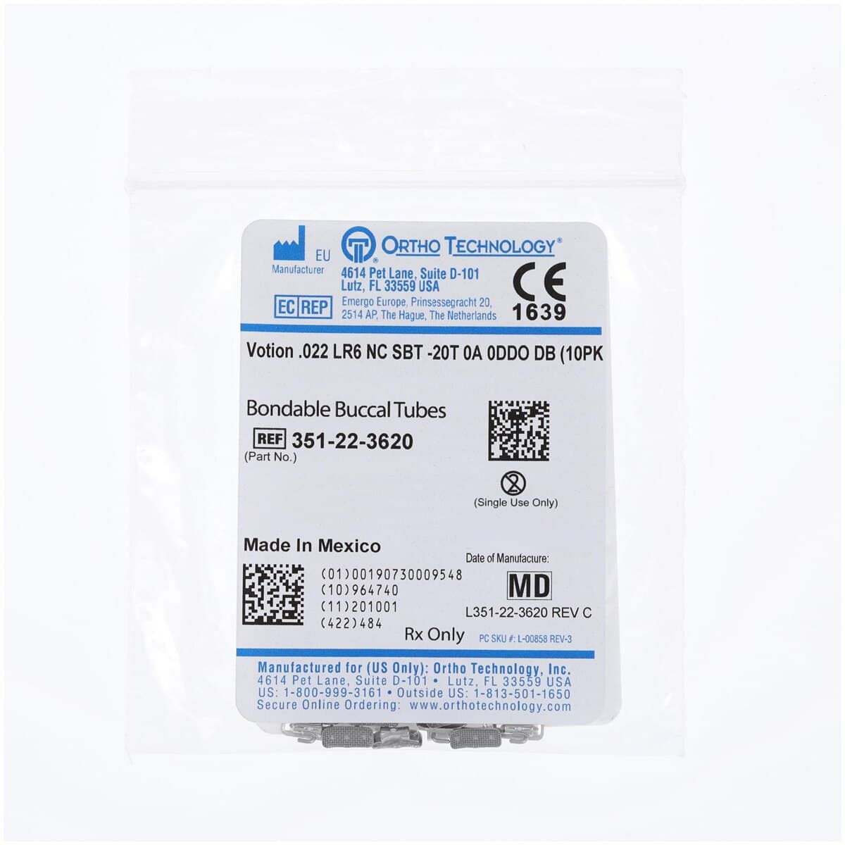 Votion Buccal Tube LR, Non-Convertible, MBT 0.022", 10/Pk thumbnail 2