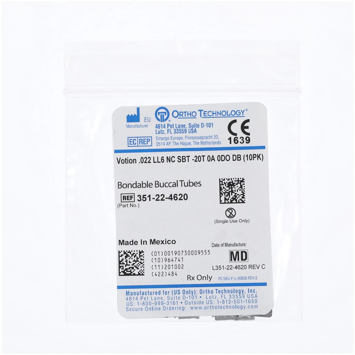 Votion Buccal Tube LL, Non-Convertible, MBT 0.022", LL6, 10/Pk thumbnail 2
