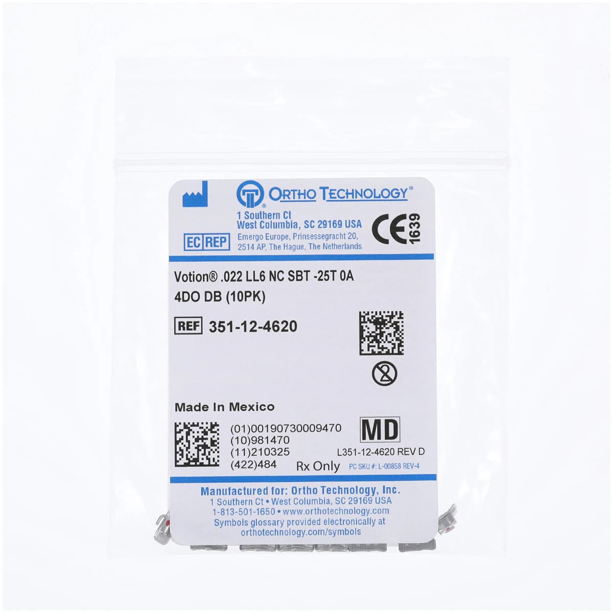 Votion Non-Convertible Buccal Tube, Roth, 0.022 in, Lower Left 6, 10/Pkg, 351-12-4620 thumbnail 2