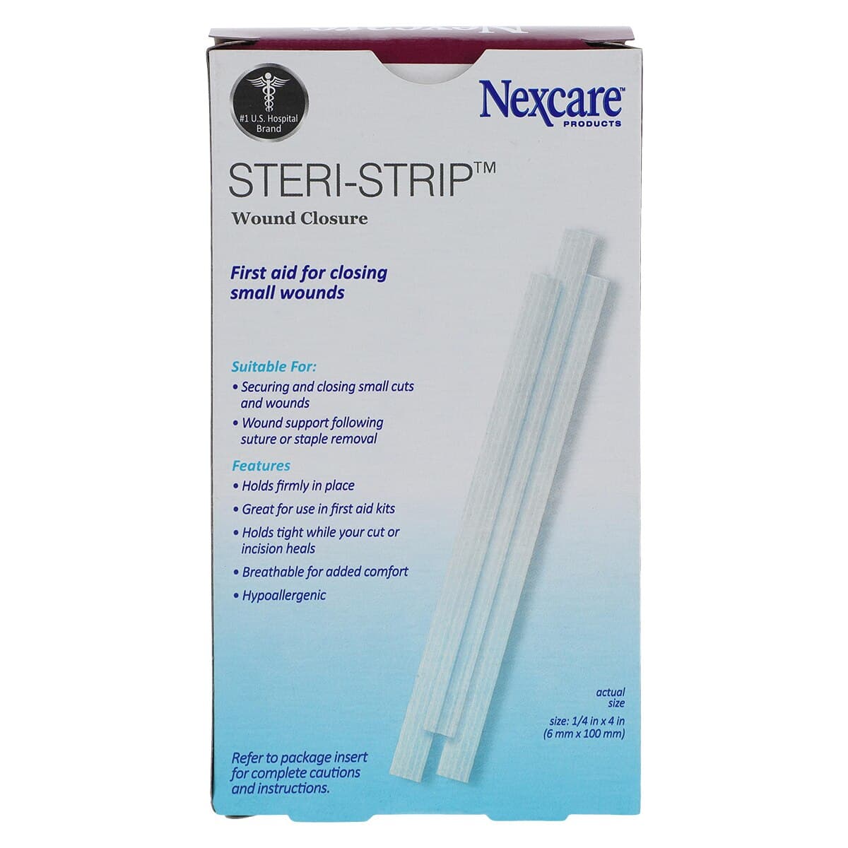 NexCare Steri-Strip Skin Closure Strip, 1/4" x 4", Tan, Sterile, 30/Box thumbnail 6