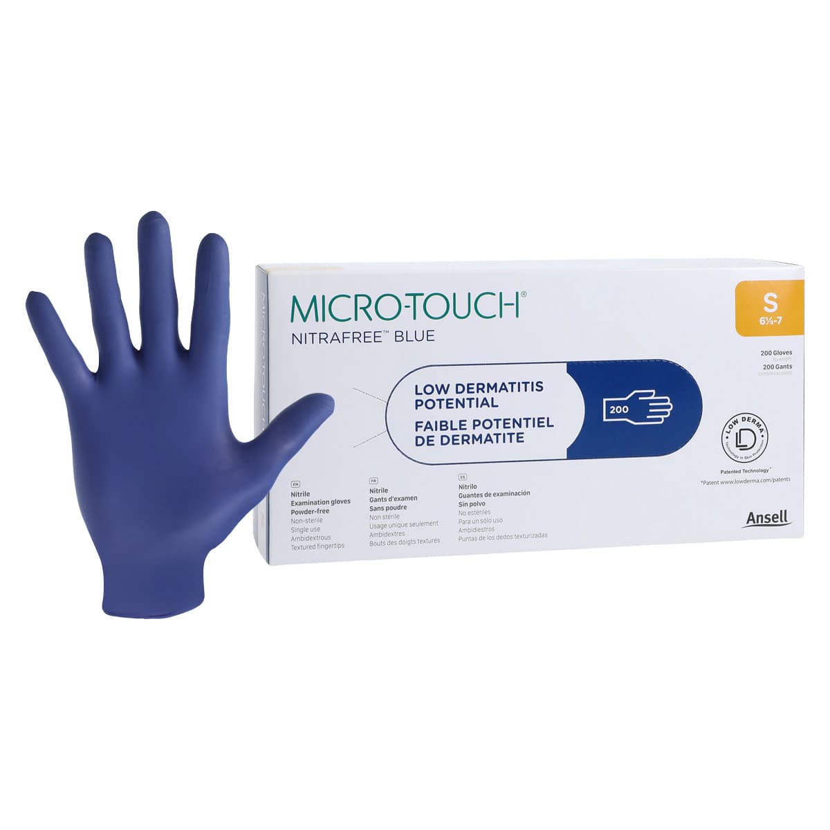 Micro-Touch® Nitrafree™ Nitrile Exam Gloves, Powder Free, Non-Sterile, Small (6.5-7), Berry Blue, 200/Box - Micro-Touch® Nitrafree™ Nitrile Exam Gloves Small Berry Blue Box of 200 - Image 1