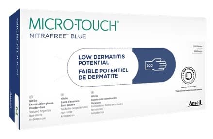 Micro-Touch® Nitrafree™ Nitrile Exam Gloves, Powder Free, Non-Sterile, Small (6.5-7), Berry Blue, 200/Box thumbnail 2