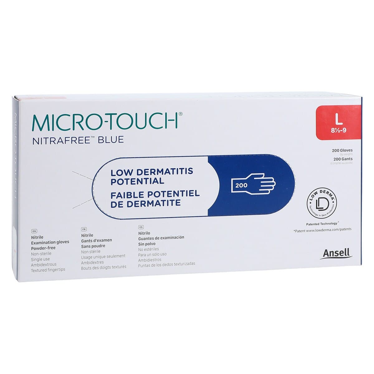 Micro-Touch® Nitrafree™ Nitrile Exam Gloves, Powder Free, Non-Sterile, Large (8.5-9), Berry Blue, 200/Box, 313028090 thumbnail 4