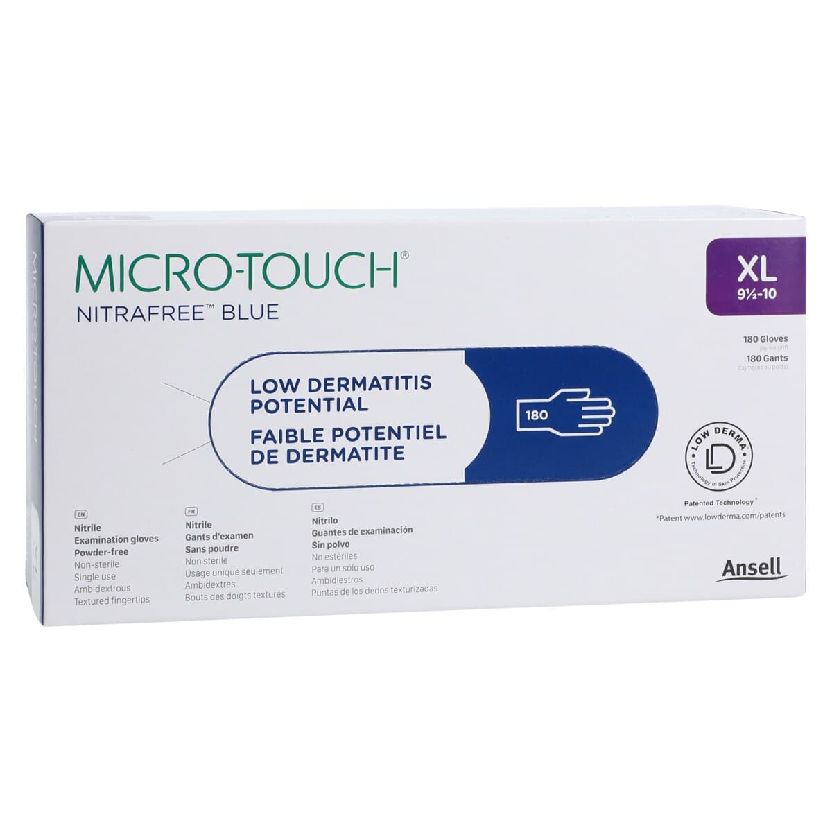 Micro-Touch® Nitrafree™ Nitrile Exam Gloves, XL, Berry Blue, Powder-Free, Non-Sterile, 180/Box, 313028100 thumbnail 4