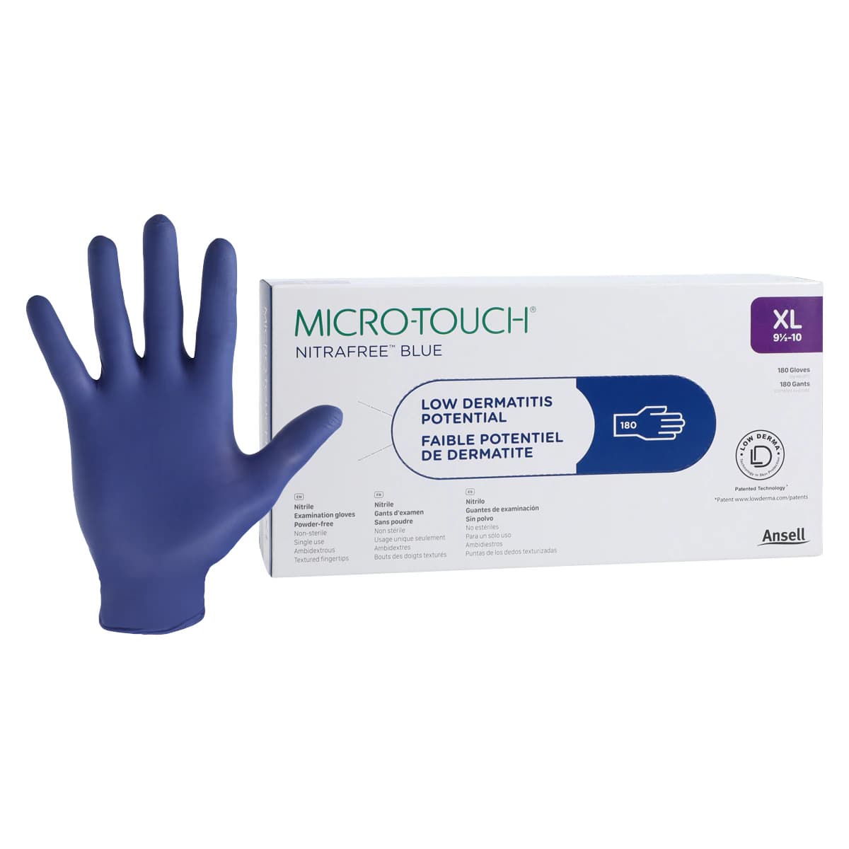 Micro-Touch® Nitrafree™ Nitrile Exam Gloves, XL, Berry Blue, Powder-Free, Non-Sterile, 180/Box, 313028100 thumbnail 2