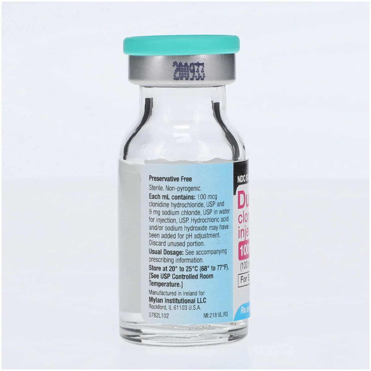Duraclon (clonidine hydrochloride) Injection, 100 mcg/mL, 10 mL Single-Dose Vial thumbnail 6