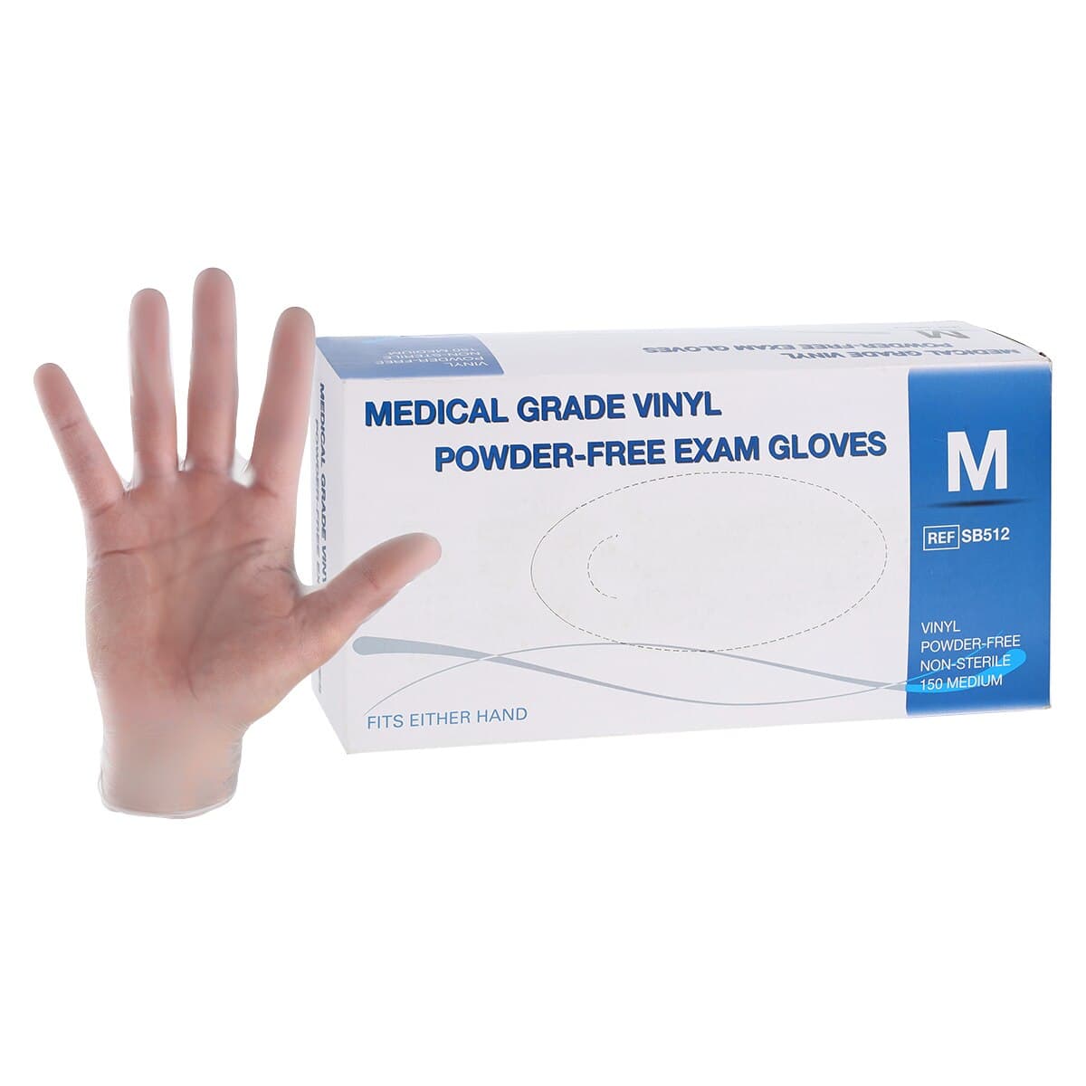 Medline Vinyl Powder-Free Clear Exam Gloves, Medium, Non-Sterile thumbnail 2