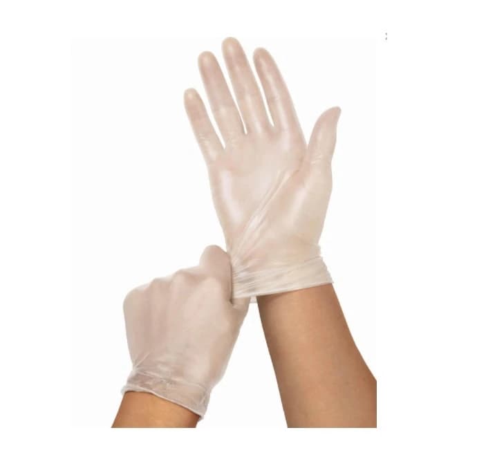 Medline Vinyl Powder-Free Clear Exam Gloves, Medium, Non-Sterile - Vinyl PF Clear Exam Gloves - Image 1