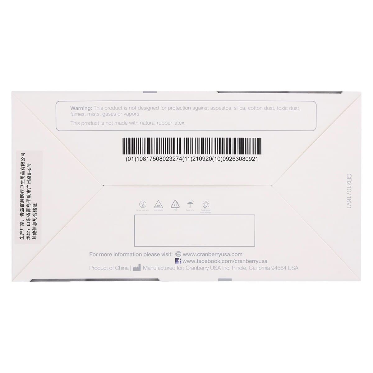 Cranberry S3+ ASTM Level 3 Procedure Face Mask, Black, Ear Loop, 50/Box, S3160K thumbnail 10
