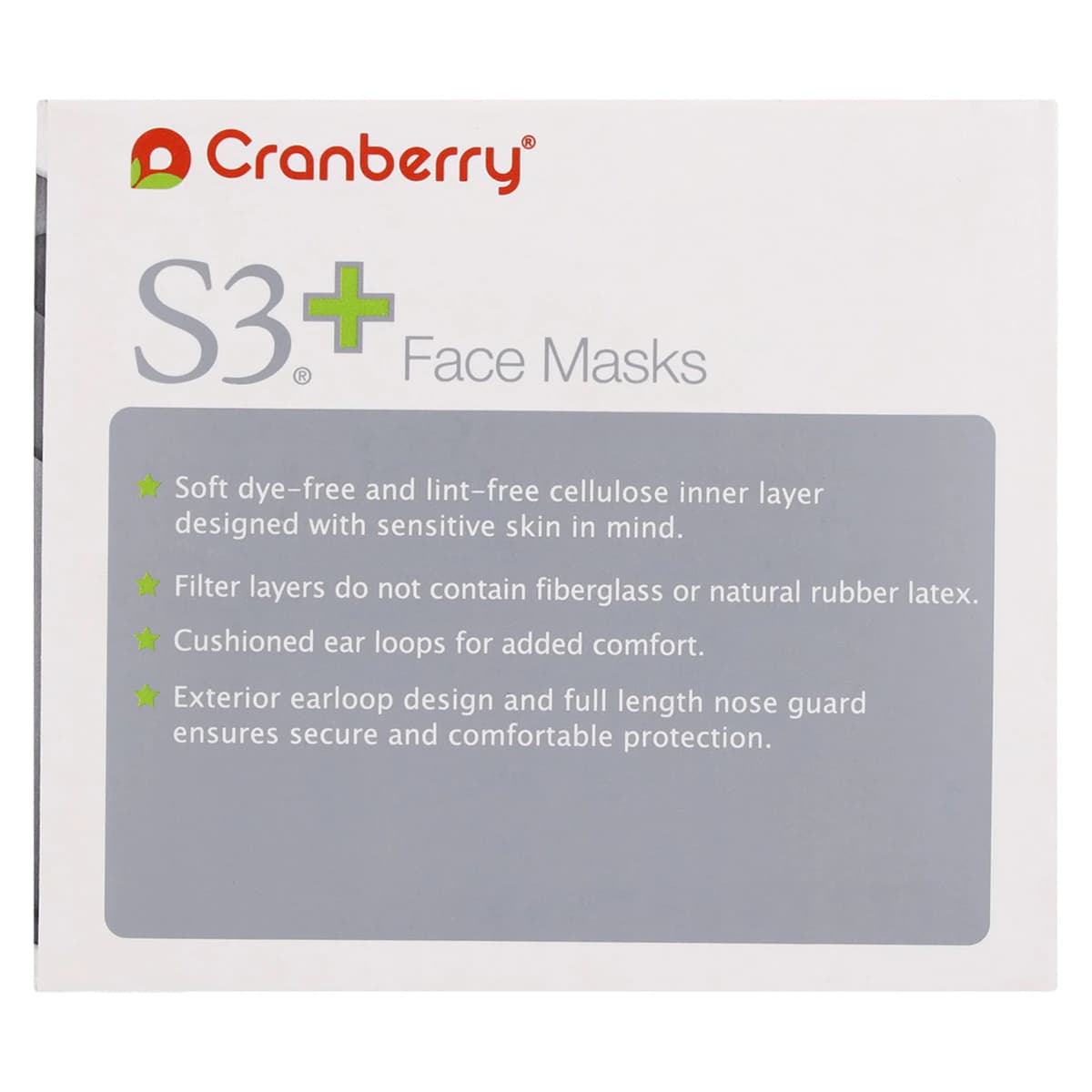 Cranberry S3+ ASTM Level 3 Procedure Face Mask, Black, Ear Loop, 50/Box, S3160K thumbnail 8