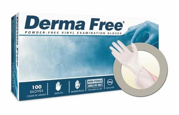 Derma Free PF Vinyl Exam Gloves, Small, Clear, Non-Sterile, 100/Box, DF-850-S thumbnail 2